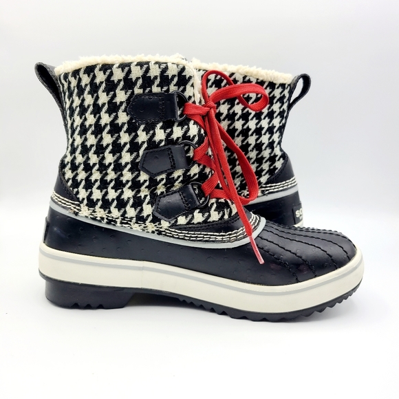 SOREL Tivoli Tweed Houndstooth Boots Size 5 Lace Up Waterproof Rain Snow - Picture 4 of 15